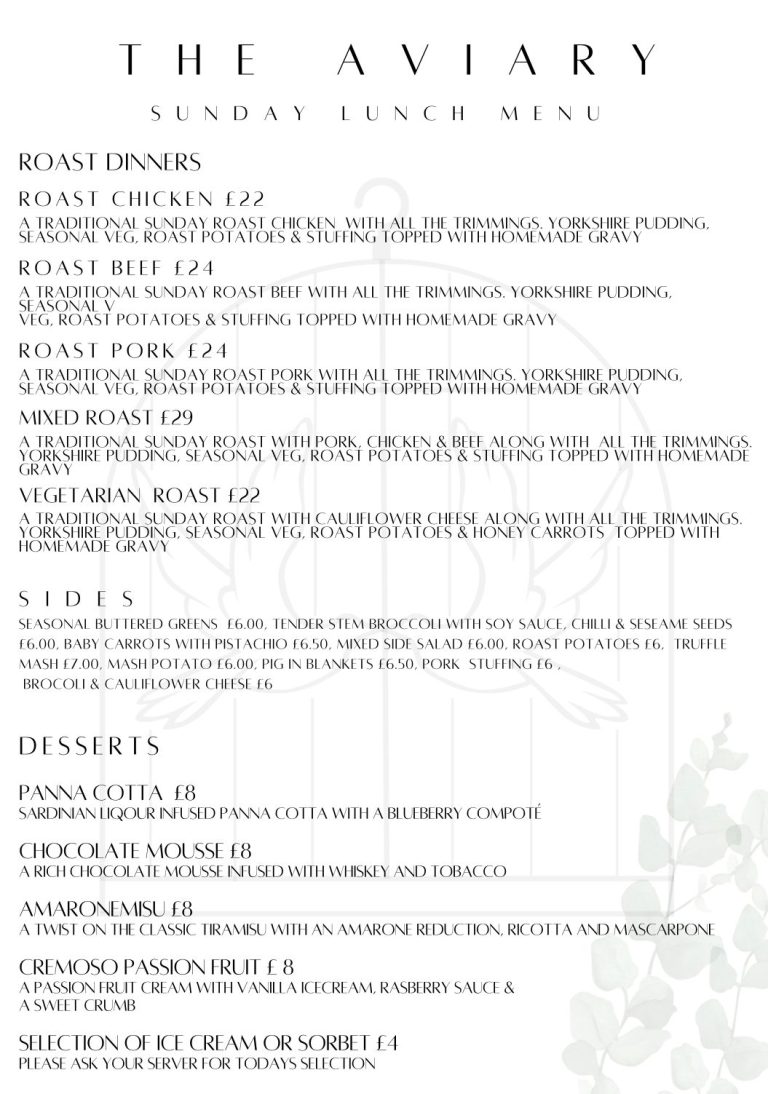 LUNCH Menu – The Aviary